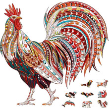 Wooden Puzzles for Adults, Rooster Wooden Jigsaw Puzzles for Adults, Unique Animal Shape Wooden Puzzle, Christmas Thanksgiving Gifts