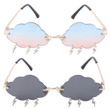 (As show, One size) 2 Pairs Rimless Sunglasses Cloud Shape Disco Party Eyeglasses For Women Girls