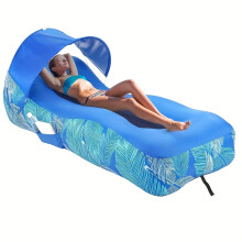 (Light Blue) 1pc Portable Inflatable Lounge Chair - Single Outdoor Beach and Park Relaxation Air Sofa Bed, Comes with Storage Bag