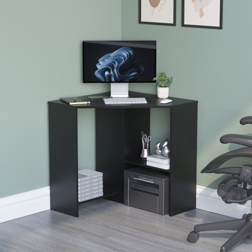 Home Discount (Black) Hetton Corner Computer Desk PC Office Study Table