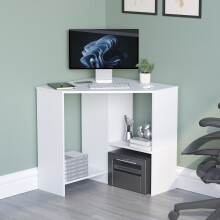 (White) Hetton Corner Computer Desk PC Office Study Table