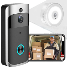 "(Solo timbre negro) Cámara de timbre de video inalámbrica WiFi inteligente Doorring"