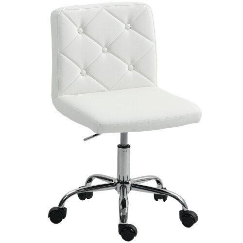 Homcom HOMCOM Modern Vanity Computer Desk Chair with Rolling Wheels, White 1