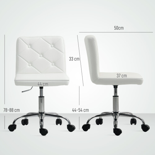 Homcom HOMCOM Modern Vanity Computer Desk Chair with Rolling Wheels, White 2