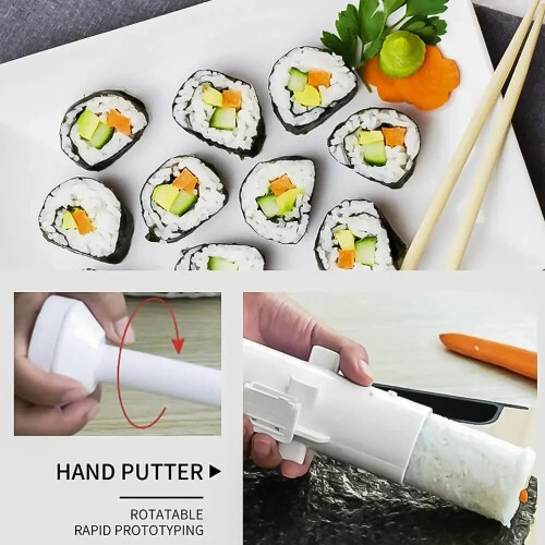 (1pc white) Quick Sushi Maker Roller Rice Mold Vegetable Meat Rolling Gadgets DIY Device Making Machine Kitchen Ware 2
