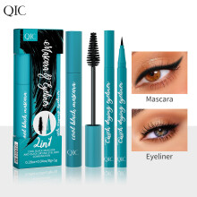 QIC 2-in-1 Mascara & Eyeliner Duo: Long-Lasting, Waterproof, Smudge-Free