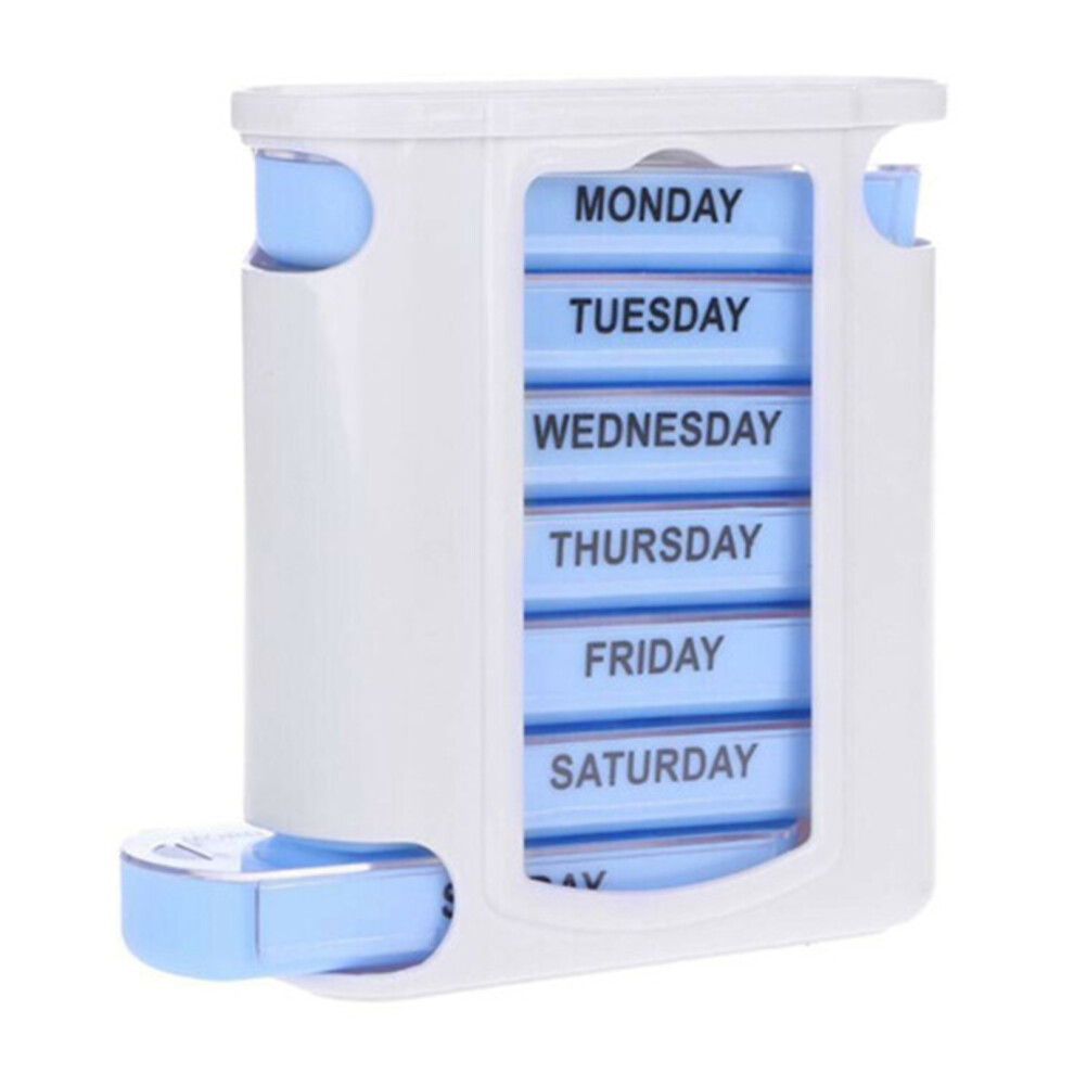 (D) Multi Compartments Medicine Holder Box 4 Times A Day Weekly Medication Reminder Stackable Daily Dustproof Medicine Organiser