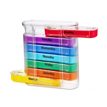 (C) Multi Compartments Medicine Holder Box 4 Times A Day Weekly Medication Reminder Stackable Daily Dustproof Medicine Organiser