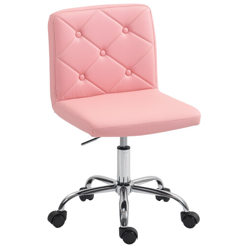 Homcom HOMCOM Modern Vanity Computer Desk Chair with Rolling Wheels, Pink 1