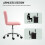 Homcom HOMCOM Modern Vanity Computer Desk Chair with Rolling Wheels, Pink 5
