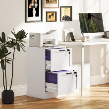 HOMCOM 2-Drawer File Cabinet, Lockable Filing Cabinet for A4 Letter, White