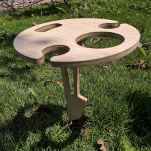 (Portable wine rack) [Elegant Portable Folding Table] 1pc Portable Folding Table - Elegant Beige Wooden Base & Cloth Top, Detachable Corkscrew Holder