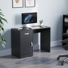 (Black) Hudson 1 Drawer 1 Door Computer Desk Office Study