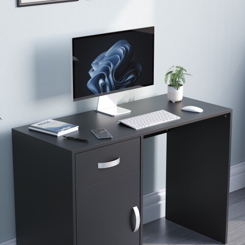 Home Discount (Black) Hudson 1 Drawer 1 Door Computer Desk Office Study 2