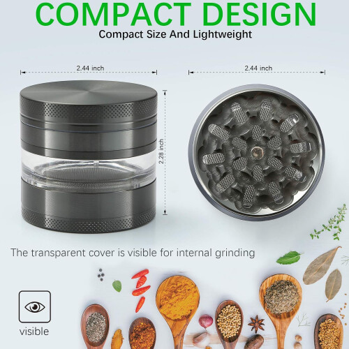 Grinder, 2.4 Inch 4 Piece Grinder– Includes Stainless Steel Screen,Pollen Scraper 2