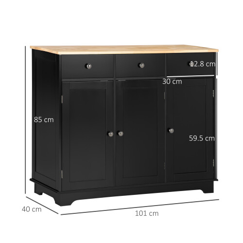 Homcom HOMCOM Sideboard Buffet Cabinet with Storage Cabinets and Drawers Black 2