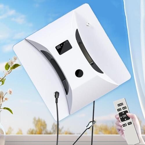 Automatic Dual Water Spray Window Cleaning Robot with Anti-Falling Sensor Edge Detection Technology, Remote Powered Washer