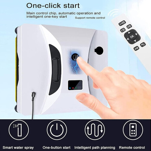 Automatic Dual Water Spray Window Cleaning Robot with Anti-Falling Sensor Edge Detection Technology, Remote Powered Washer 1