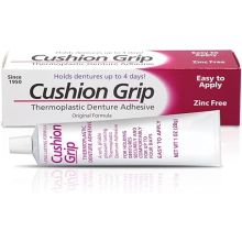 Cushion Grip Thermoplastic Denture Adhesive, 1 oz - Soft Reliner for Re-fitting & Tightening Upper/Lower Dentures and Partials (No Glue)