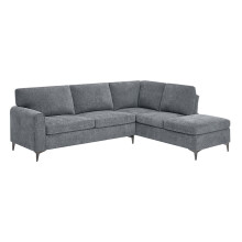 (Charcoal) ROMA 3 SEATER FABRIC CORNER SOFA