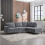 MORE4HOMES (Charcoal) ROMA 3 SEATER FABRIC CORNER SOFA 9
