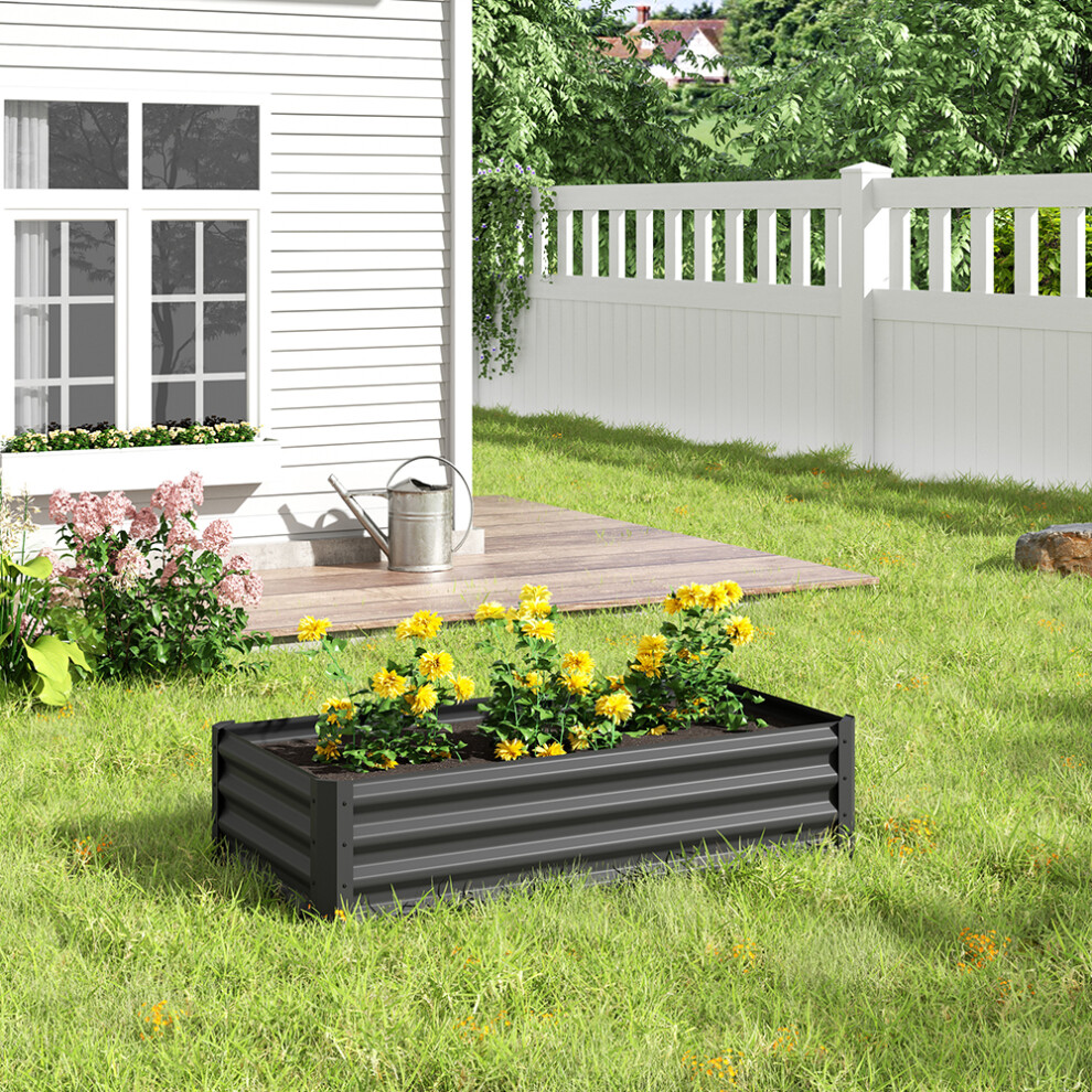 (Charcoal Black) Outdoor Galvanized Steel Garden Bed
