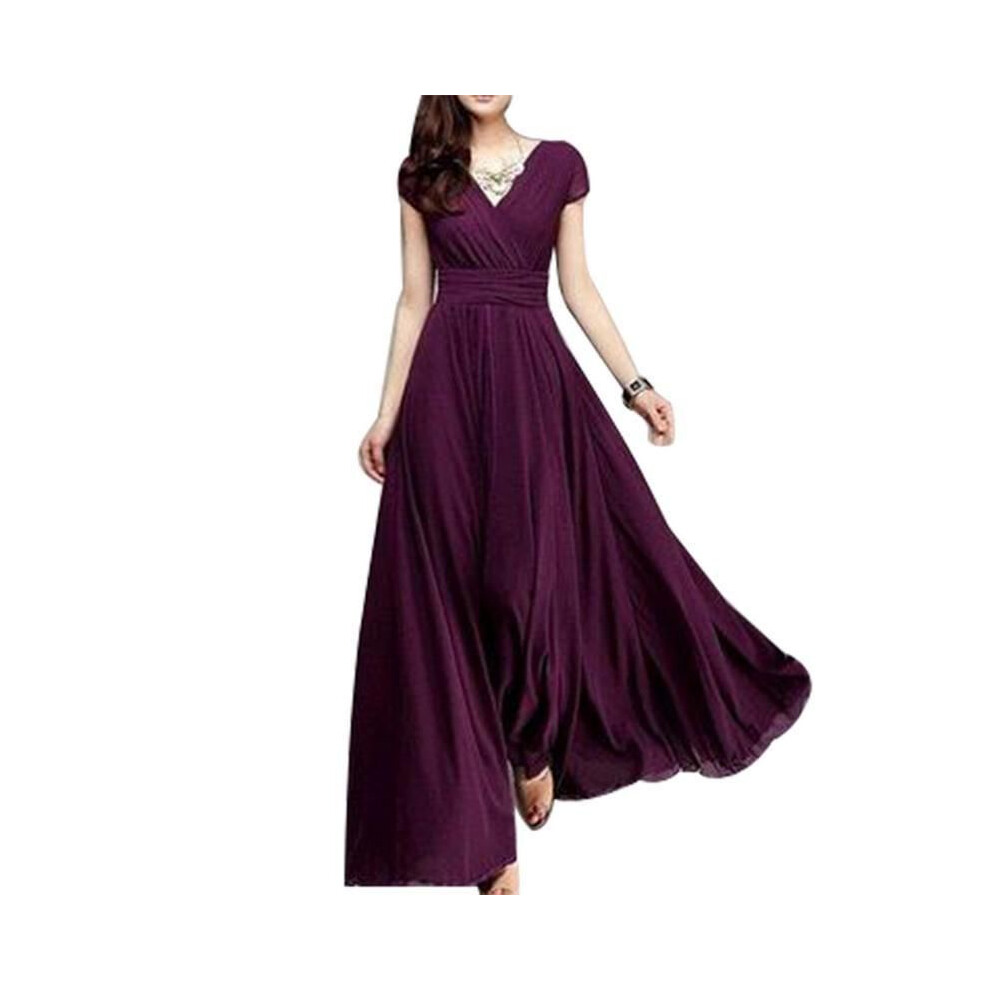 (Purple,L)Robe de bal longue formelle soirée bal fête demoiselle d'honneur en mousseline de soie pour femmes cocktail