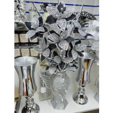 Black & Silver Glitter Artificial Flower Arrangement