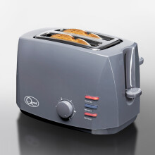 (Grey) Quest 2 Slice Toasters with Extra Wide Slots / 6 Browning Levels / Reheat & Defrost / Crumb Tray & Cord Storage / 800W
