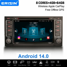 Erisin 8-Core 4GB+64GB Android 14 DAB+ Car Stereo For VW TOUAREG T5 Multivan CarPlay Satnav WiFi CD USB Wifi Bluetooth DSP
