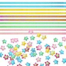 (As show, One size) 400pcs Star Origami Papers Colored Star Paper Strips DIY Hand Art Crafts Decoration