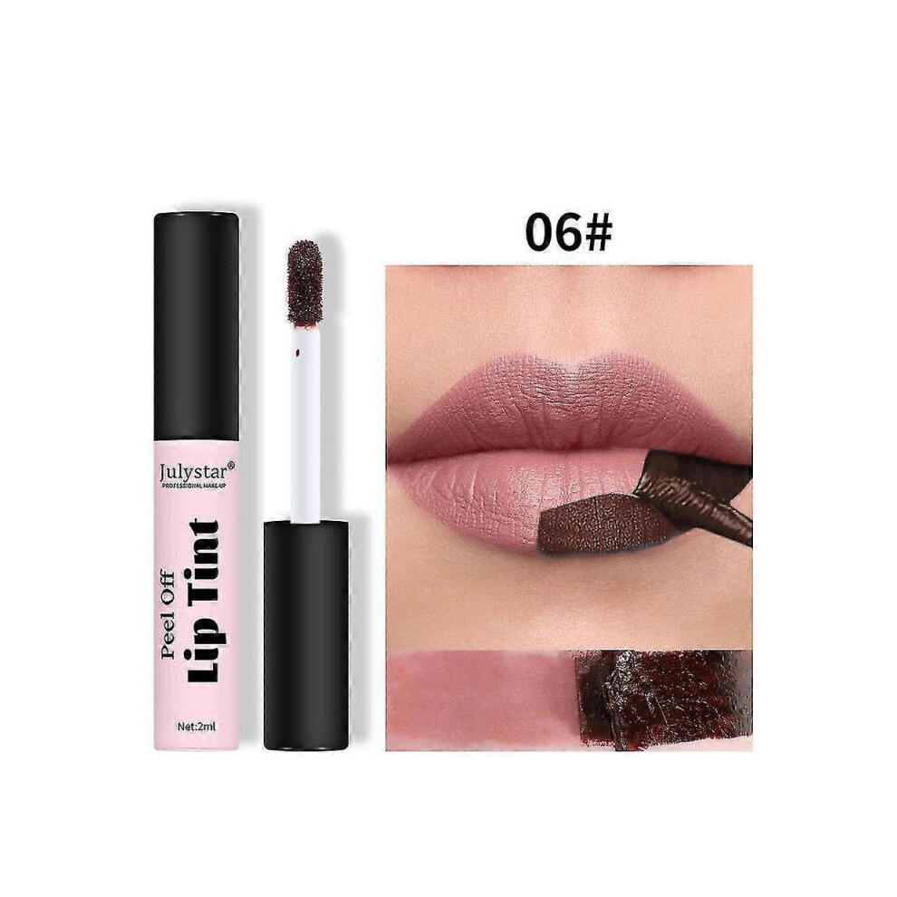 (color06) 6 Colors Lip Stain Peel off Lip Tint Stain Tattoo Color Waterproof Long Lasting