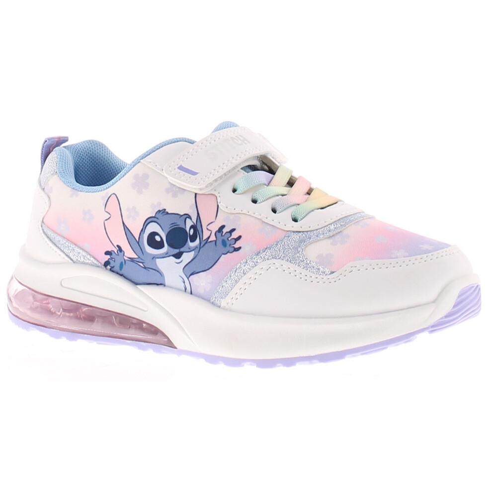 (White, 9 (Children's)) Stitch Sobat Lights Girls' Trainers UK Size