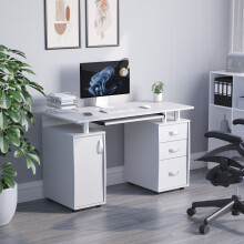 (White) Otley 3 Drawer Computer Desk PC Office Workstation