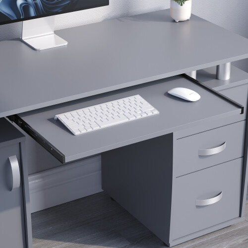 Home Discount (Grey) Otley 3 Drawer Computer Desk PC Office Workstation 2