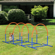 PawHut 4-Piece Dog Agility Training Set with Carry Bag – Portable Obstacle Bows (D07-037V00BU, Blue/Orange)