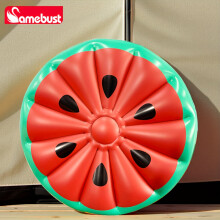 (Watermelon) Inflatable Outdoor Bed for Camping and Travel, Large Round Watermelon Air Mattress, Sunbathing Backrest Inflatable Cushion, Dual-purpose