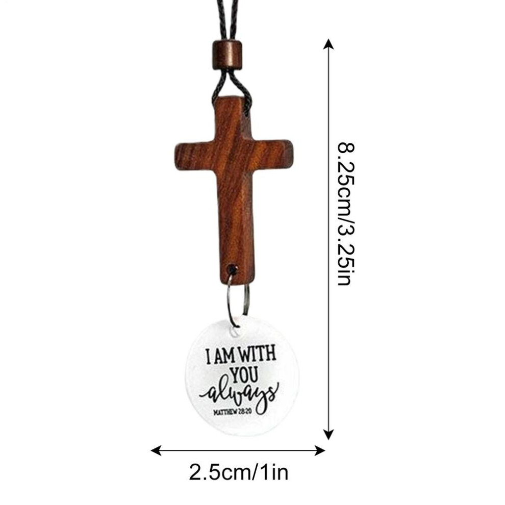 (White) Wooden Cross Charm For Car Decoration For Rear View Mirror Lightweight Automotive Interior Rearview Religious Decor White 6281950652516