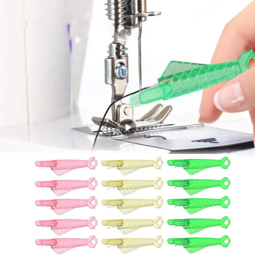 (5 PCS pink) Mini Needle Threader DIY Tool Home Hand Sewing Machine Device Thread Needle Cross Plastic Stitch Sewing Accessories 1