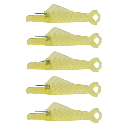 (5 PCS yellow) Mini Needle Threader DIY Tool Home Hand Sewing Machine Device Thread Needle Cross Plastic Stitch Sewing Accessories
