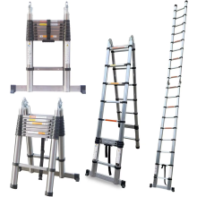5M Telescopic Straight Ladder A-Frame Sturdy Stainless Steel