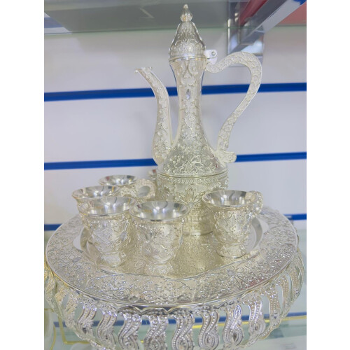 Silver Vintage Turkish Coffee Pot Set