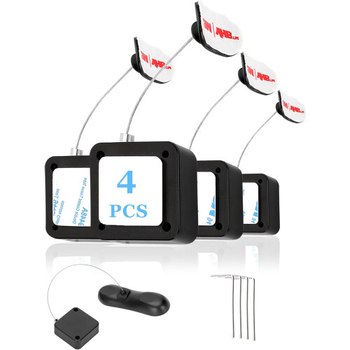 (4 pcs) 4Pack Remote Control Tether, 6.5 Ft Remote Control Leash, Retractable Safety Lock with Adjustable Lock Strap for TV Remotes, Game Controllers