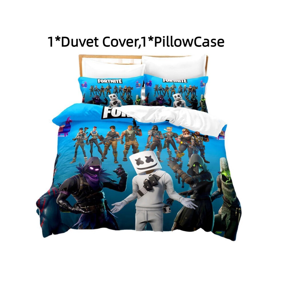 (Style E)Game Fortnite Print Literie Housse de Couette Drap de Lit Taie d'oreiller Dessin Animé Respirant