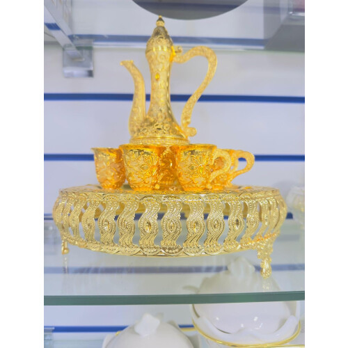 Gold Zinc Alloy Vintage Turkish Coffee Pot Set