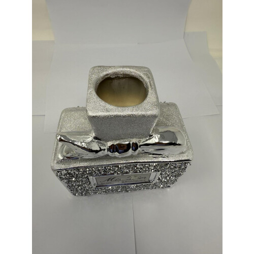 Silver Perfume Bottle Decorative Ceramic Vase with Crushed Diamond 1