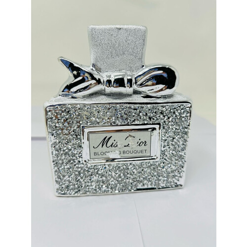 Silver Perfume Bottle Decorative Ceramic Vase with Crushed Diamond