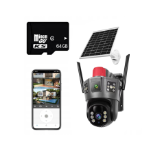 4MP WiFi PTZ Outdoor Camera with Triple Lens, 64G Memory, Auto Tracking, AI Alarm, Color Night Vision for Home Security
