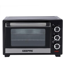 Geepas 30L Mini Oven and Grill , 60 Minutes Timer 6 Selectors for Baking, Roasting Grilling Circulating Air Function, Double Glass Door