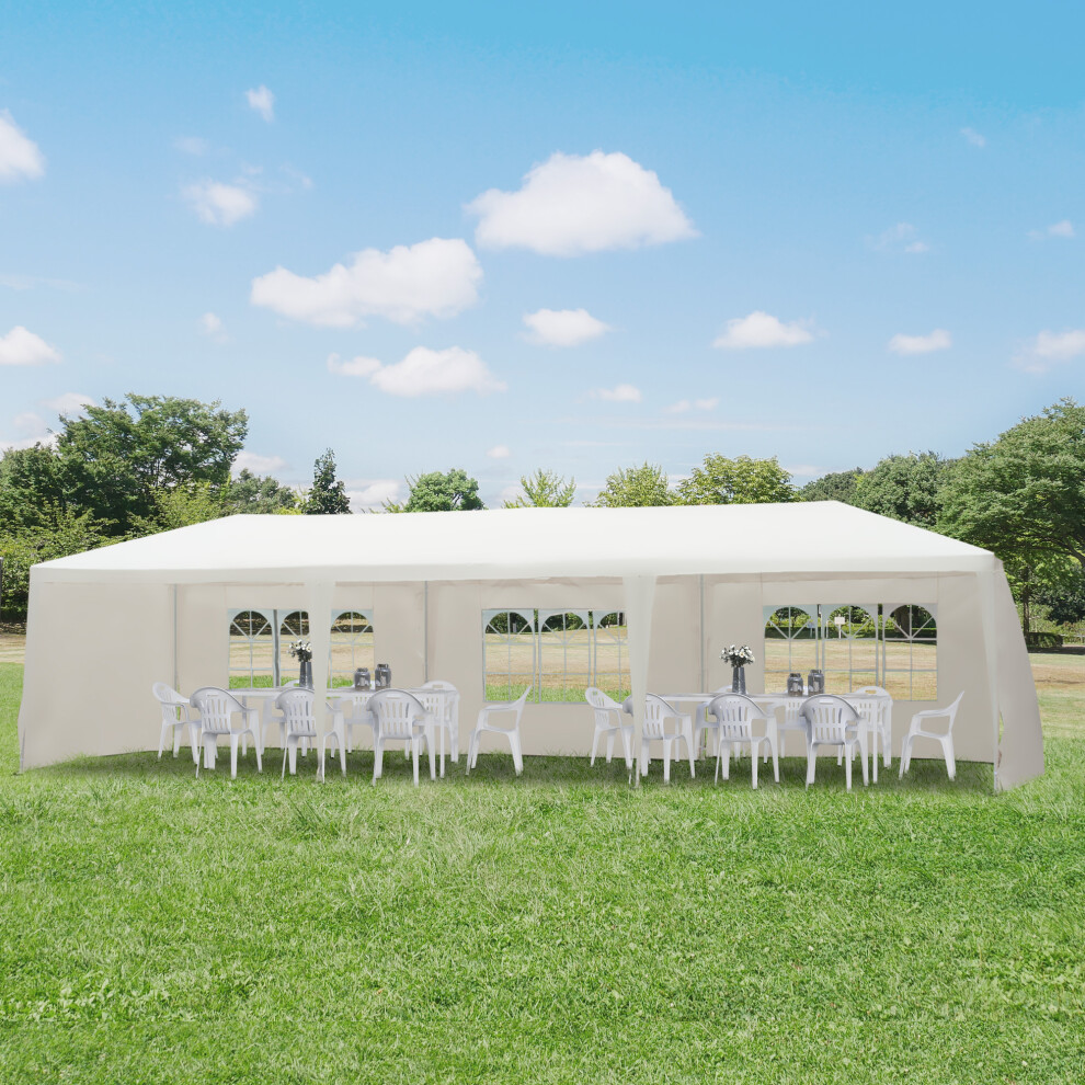 Outsunny 9M X 3M Outdoor Garden Gazebo Wedding Party Tent Canopy Marquee White Green